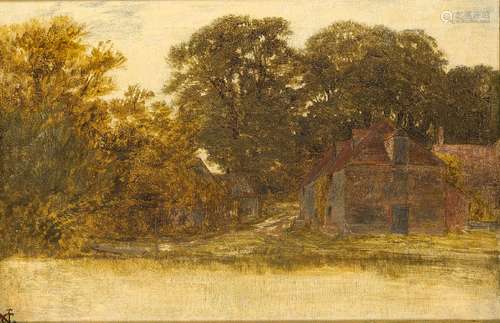 George Vicat Cole RA, British 1833-1893- Farmyard surrounded by woodland; oil on canvas, signed with