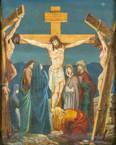 British School, mid-late 19th century- The Stations of the Cross; fourteen, ea. oil on canvas, ea.