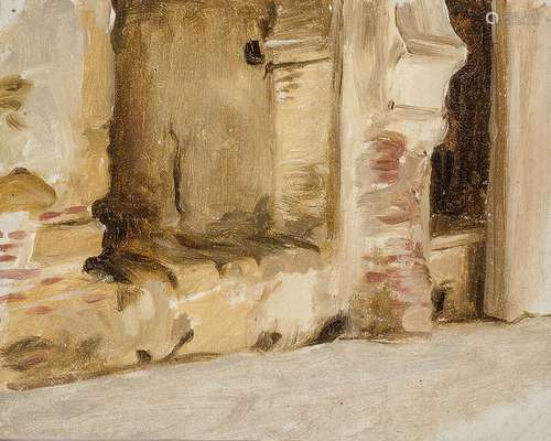 Jean-Jules-Antoine Lecomte du Nouÿ, French 1842-1923- Doorsteps; oil on canvas laid down on board,