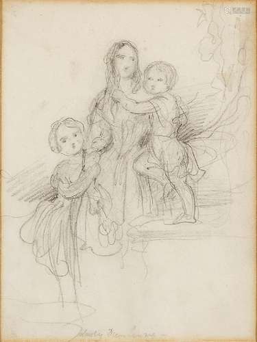 John Hayter RA, British 1800-1895- Sketch of Lady Drumlanrig; pencil, inscribed, bears further