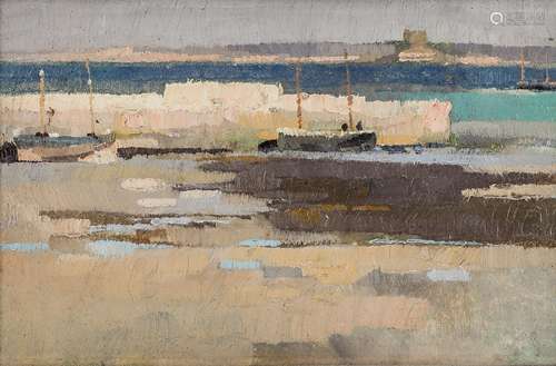 Norman Garstin NEAC, Irish 1855-1926- Across Mount’s Bay, c.1881; oil on panel, 10x15cm