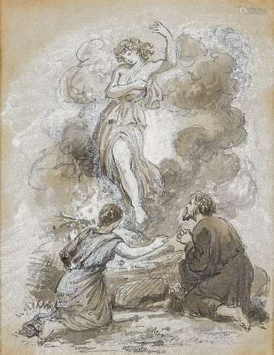 Edward Henry Corbould RI, British 1815-1905- The Prophecy; pencil and grey wash heightened with