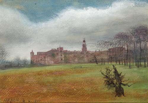 Edward Clifford, British 1844-1907- Hatfield House; pastel and watercolour, titled and dated 4.4.