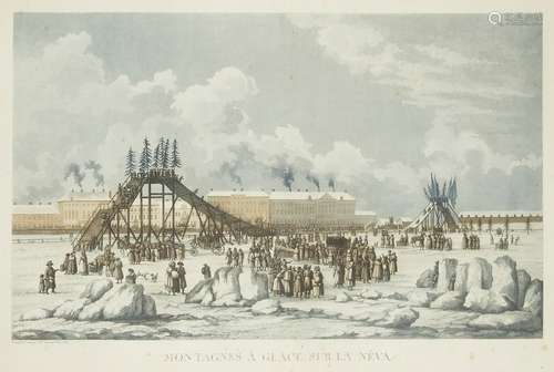 Michel-Francois Damane-Demartrais, French 1763-1827- Montagnes a glace sur la Neva and Vue du pont