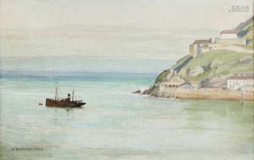 Arthur Dampier May RMS, British 1857-1916- Leaving Harbour; oil on canvas, signed, 17x28.5cm