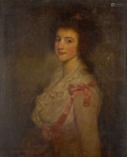 Follower of John Hoppner RA, British 1758-1810- Portrait of a lady, half-length turned to the left