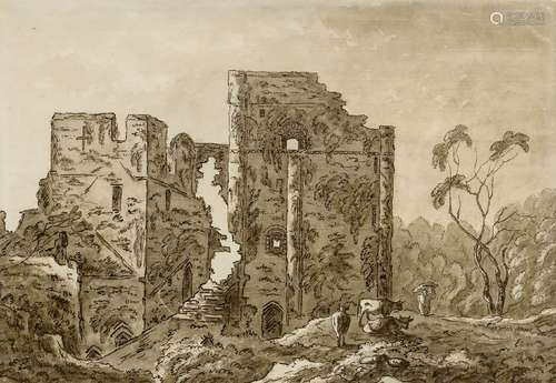 Thomas Barker of Bath, British 1769-1847- Goodrich Castle, c.1800; pen and black ink and wash, 35.