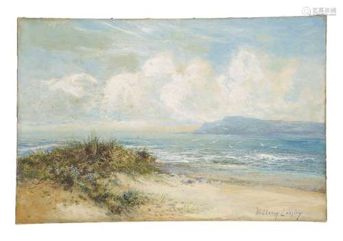 William Langley, British 1852-1922- Sand dunes on the coast; oil on canvas, signed, 40.7x60.7cm (