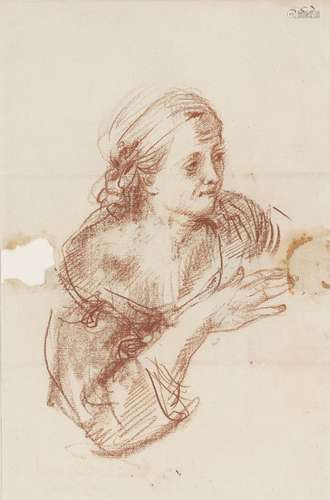 Italian School, late 18th/early 19th century- Study of a woman, half-length; red chalk on paper,