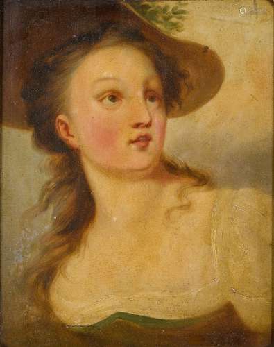 British School, early-mid 19th century- Portrait of a woman, quarter-length turned to the right in a