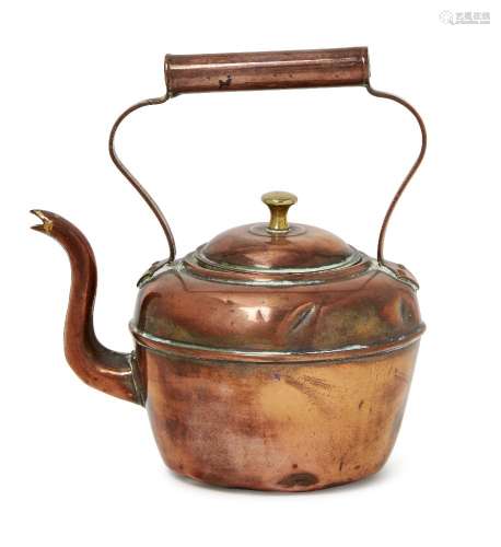 A 19th century copper circular small tea kettle 15.4cm. highPlease refer to department for condition