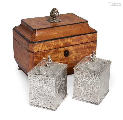 A pair of George III silver tea canisters, Edward Darvill, London, circa 1760, each of rectangular