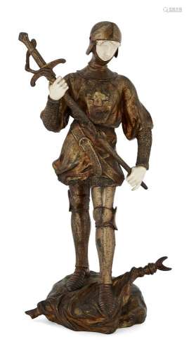Antoine Bofill (fl.1895-1925), a gilt bronze and ivory figure of ‘Jeanne d’Arc’ Early 20th