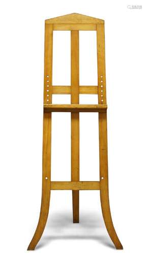 A Biedermeier-style satinwood folding easel, late 19th century, of slatted construction with