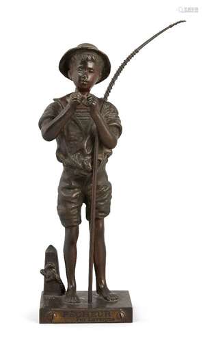 Adolphe Lavergne, 1863-1928 Pecheur Bronze, cast under base “1012 Charmeur Pecheur” 20cm high.Please