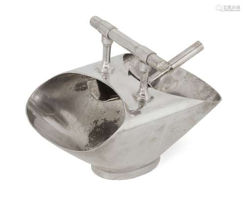 Dr Christopher Dresser (1834-1904), a Walker & Hall silver plated sugar bowl and scoop c.1880,