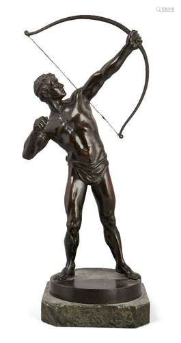 Rudolf Kaesbach, (1873-1955), German An Archer Signed and dated 06 Bronze Marble base, 40cm high.