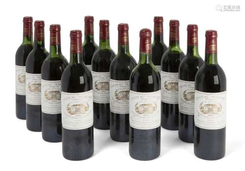 Twelve bottles of Chateau Margaux 1982, Medoc, France, in wood crate (12)Please refer to