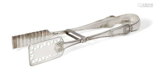 A pair of George IV Irish silver asparagus tongs, Dublin, c.1820, Thomas Townsend, retailed by