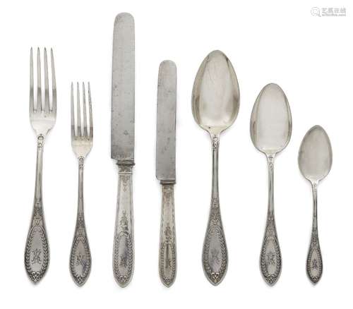 A large set of German .800 silver flatware by Lazarus Posen, (c.1870-1930), Frankfurt am Main,