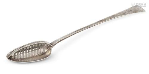 A George III silver strainer spoon, London, 1785, Richard Crossley, of Old English pattern with