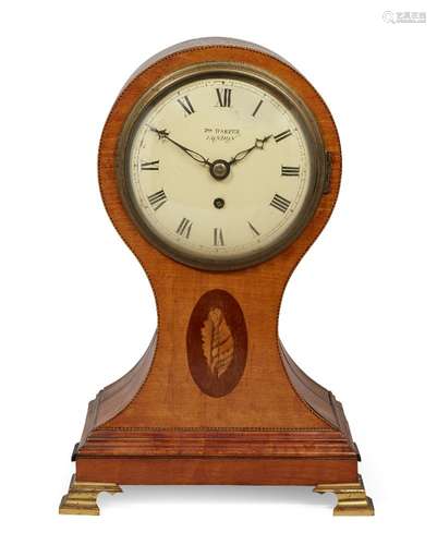 A George III satinwood balloon-shape mantel clock, by John Harper, London, timepiece movement,