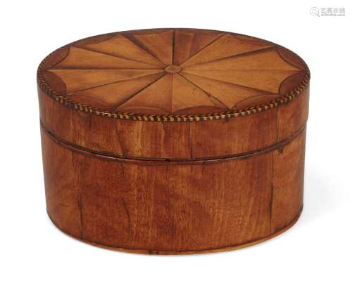 A George III miniature satinwood oval box, overall inlaid with banded edges, 8cm widePlease refer to