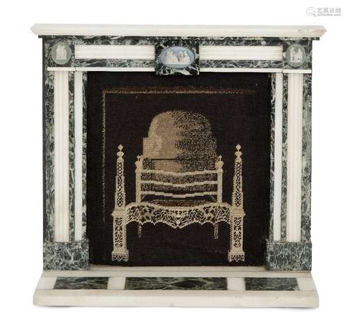 A Victorian marble model of a chimneypiece, late 19th century, of typical form, the fluted columns