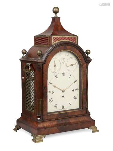 A George III mahogany eight day striking musical bracket clock by Prince & Cattles, York, the case