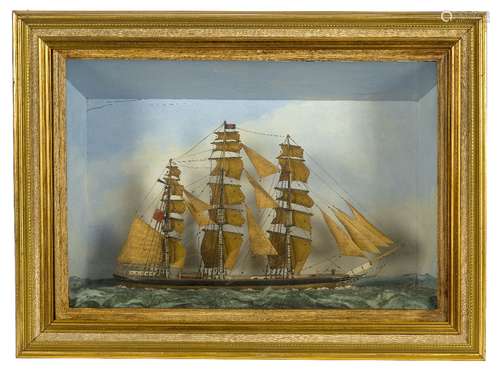 A pair of reticulated 3D model ship pictures, 20th century, each having gilt graduated frames, one