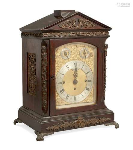 A late Victorian brass mounted mahogany bracket clock by J. C. Turner of London, of architectural