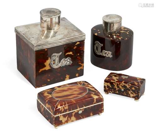 A Victorian tortoiseshell silver mounted tea caddy, Cornelius Desormeaux Saunders & James Francis