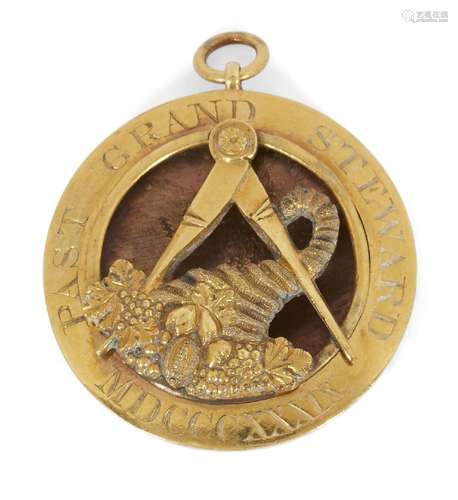 A Victorian gilt metal Masonic Past Grand Steward breast jewel, designed with masonic emblems,