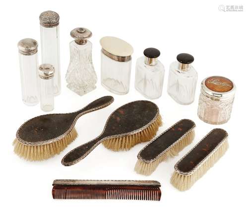 A collection of dressing table items, early 20th century and later, to include a tortoiseshell and