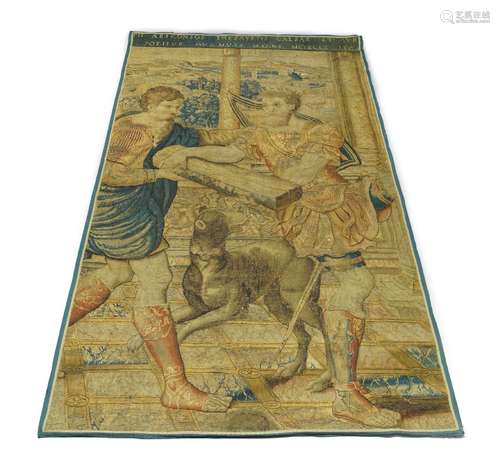 A Flemish historical tapestry fragment from the Story of Caesar after Pieter van Aelst, 17th