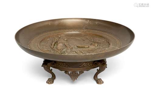 Emile Louis Picault, French, 1833-1915, a bronze tazza, cast to the central reserve with Herod