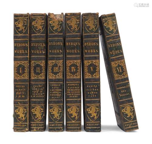 BYRON, (G. G.), THE WORKS OF LORD BYRON, 6 Vols., gilt highlighted green leather boards, Murray,