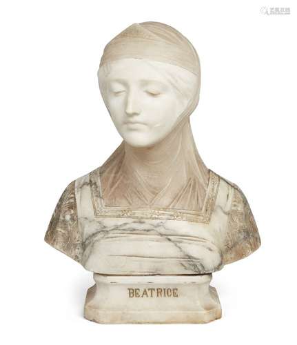 Professor Giuseppe Bessi, Italian, 1857-1922, a marble bust of Dante Alighieri's muse Béatrice,