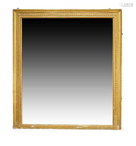 A gilt gesso overmantle mirror, late 19th/early 20th century, of rectangular form with leaf and