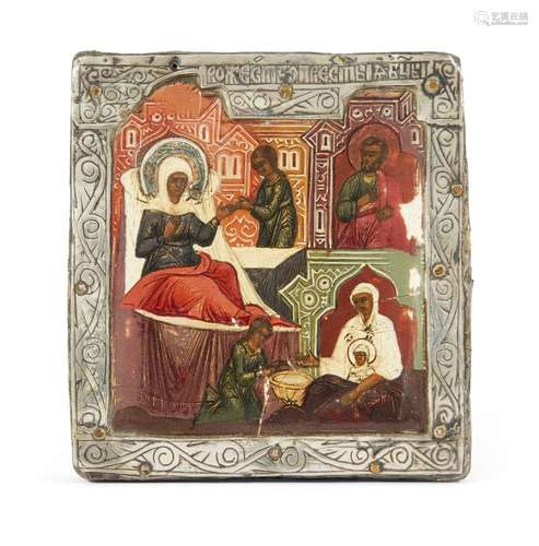 A Russian icon of the Birth of the Most Holy Mother of God (?????????? ?????????? ???????????), 19th