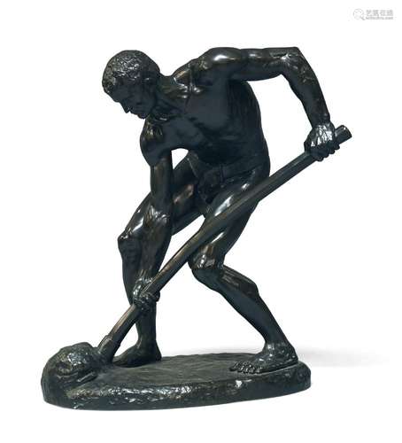 After Alfred Boucher, French, 1850-1934, a bronze figure entitled 'Le Terrassier' (The Paver),