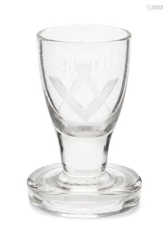 A Masonic firing glass, late 18th/early 19th century, of typical form, the bowl engraved with