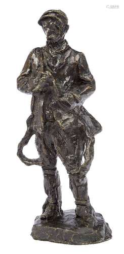 A French bronze model of a labourer, first half 20th century, in the manner of Aime-Jules Dalou,