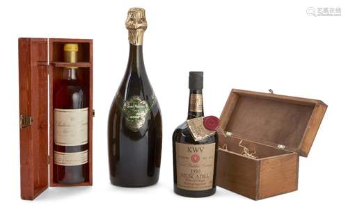 A magnum of Grand Millesime Gosset champagne, 1999, a bottle of KWV Muscadel, 1930, and a bottle