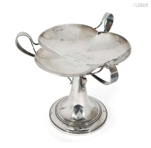 A Mappin & Webb silver table centrepiece, Sheffield, c.1905, the trefoil-shaped dish with three