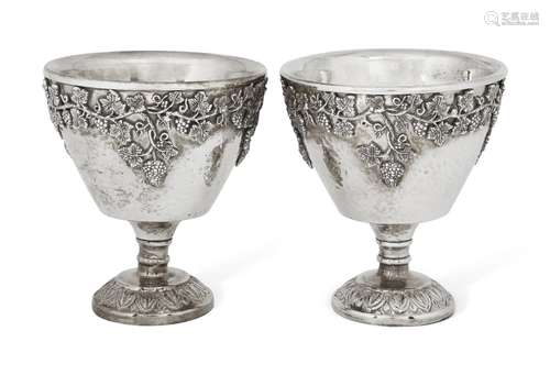 A pair of Greek silver wine cups by Ilias Lalaounis, bases stamped Greece 925, each wide cup