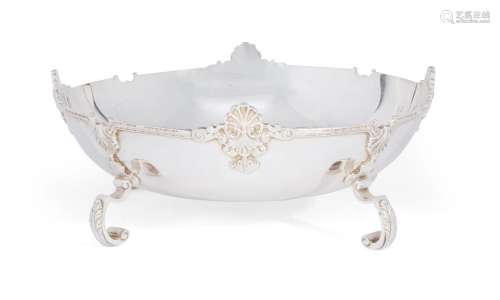 A silver centre bowl, Sheffield, c.1980, Camelot Silverware Ltd., of shaped, circular form and