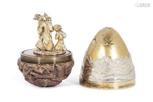 A silver gilt surprise egg by Stuart Devlin, London, c.1987, opening to reveal a mother and child