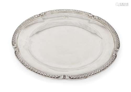 A large French silver serving plate, André Aucoc, Paris, 1887-1911, retailed by Maison Boin Taburet,