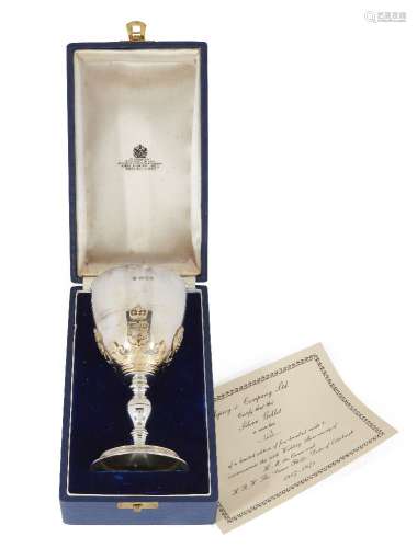 A cased Asprey & Co. limited edition commemorative silver chalice, London, c.1972, made for the 25th